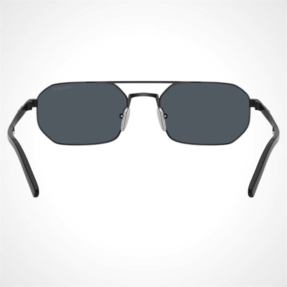 New PRADA Sunglasses Black Metal Mens Grey Lens Square Pilot 55-19-140mm - Picture 4 of 5